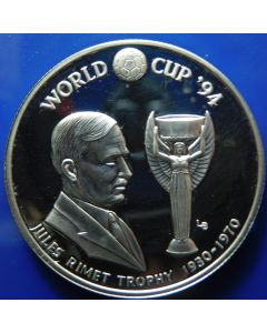 Turks & Caicos Islands 	 20 Crowns	1993	 Jules Rimet and Trophy 