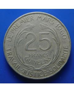 Guinea 	 25 Francs	1962