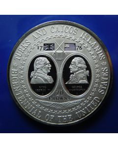 Turks & Caicos Islands 	 20 Crowns	1976	 200th Anniversary of the United States, proof 