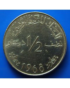 Tunisia 	 ½ Dinar	1968	 Habib Bourguiba 