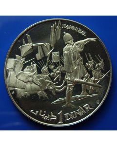 Tunisia 	 Dinar	1969	   Hannibal -NI proof - Silver