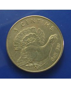 Andorra 	5 Centims	2002	 - Eurasian Capercaillie – unc