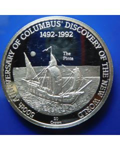 Turks & Caicos Islands 	 20 Crowns	1992	 500th Anniversary of the Discovery of the New World, Pinta