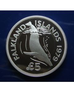 Falkland Islands	 5 Pounds	1979	 Humpback whale Silver