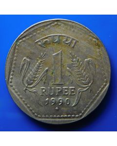 India-Republic	 Rupee	1990	 - Lion's chest hairs restyled, Bombay mint