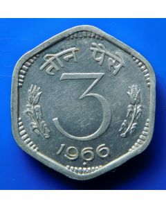 India-Republic	 3 Paise	1966	 - Bombay, Asoka Lion pedestal