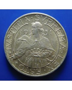 San Marino 	 10 Lire	1931	Agatha with sword and crown – Silver