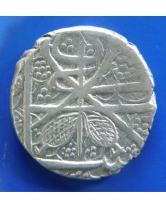 Afghanistan - Dost Muhammad	 Rupee	 AH1273	 18457AD	One leaf in field in 2 o'clock margin, Two leaves facing each other at bottom, Dost Muhammad 