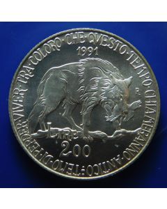 Italy 	200 Lire	1991	 Wolf - Silver