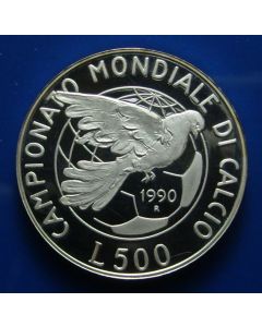 Italy 	500 Lire	1990	 - Dove - Proof / Silver