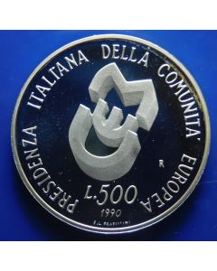 Italy 	500 Lire	1990	 - Italian Presidency of the E.E.C. Councel – Silver / Proof