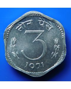 India-Republic	 3 Paise	1971	 - Calcutta, Asoka Lion pedestal