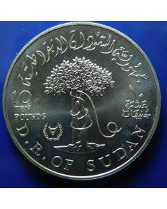 Sudan  	 10 Pounds	1981	 - Silver - year of Disabled – Silver