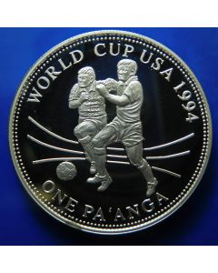 Tonga 	 Pa'anga	1994	 World Cup Soccer - Silver / Proof