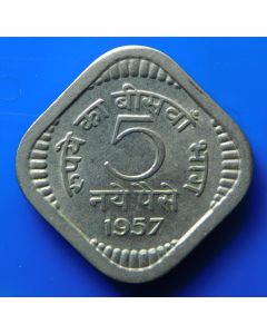 India-Republic	 5 Naye Paise	1957	 - Calcutta, square