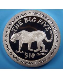 Sierra Leone 	 10 Dollars	2001	  Leopard - Silver / Proof