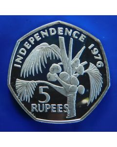 Seychelles 	 5 Rupees	1976	 Declaration of Independence, Silver / Proof