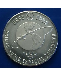 Carib.C.	10 Pesos	1980	 - First Soviet- Cuban space flight - Silver / matte Proof