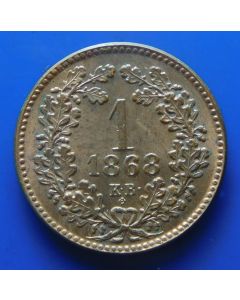 Hungary	 1 Krajczar	1868KB	 Proof - a little rose to recognize these proof coin (under Mint: KB)