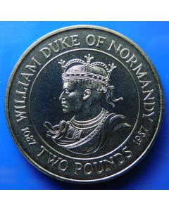 Guernsey 	 2 Pounds	1987	900th Anniversary of the Death of William I, Duke of Normandy 