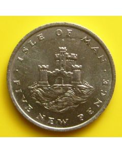  Isle of Man 	 5 New Pence	1971	 Towers on hill – unc