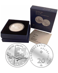 Switzerland	 20 Francs	2016	 Swiss Red Cross, K Proof in original box