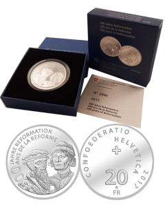 Switzerland	 20 Francs	2017	 Reformation Anniversary,  Proof in original box