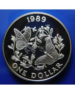 Bermuda 	Dollar	1989	 Monarch Butterflies within flower chain - Silver / Proof