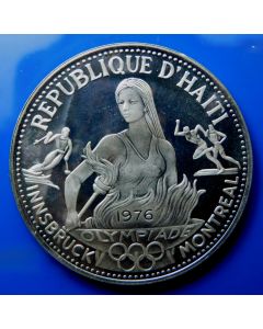 Haiti 	 50 Gourdes	1974	 - Montreal, Half-figure with torch - Silver / Proof