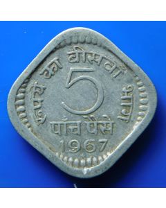 India-Republic	 5 Paise	1967	 - Type1 Bombay, square