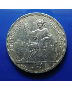 French Indo-China 	Piastre	1921H	 Marianne seated left  