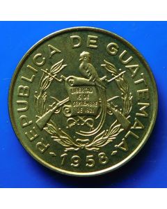 Guatemala 	 Centavo	1958	 FRAY BARTOLOME DE LAS CASAS,  Series: System: 1949-1964