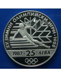 Bulgaria 	 25 Leva	1987	 Skier - Proof / Silver