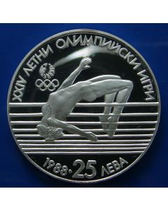 Bulgaria 	 25 Leva	1988	 Seoul 24th Summer Olympic Games - High jumper - Proof / Silver