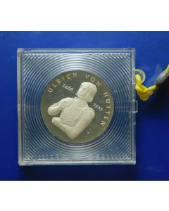 Germany Democratic Republic 	 10 Mark	1988	 500th Ann. Birth of Ulrich von Hutten – in Original sealed box,  Proof /Silver