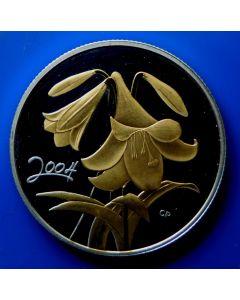 Canada 	50 Cents	2004	 Gold-plated easter lily with the date to the left – Silver / Proof