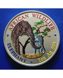 Zambia 	 5000 Kwacha	2001	 - Elephant mother and calf - Silver / collor