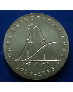 Germany Democratic Republic 	 20 Mark	1977	 200th Ann. Birth of Carl Friedrich Gauss - Silver