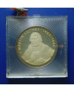 Germany Democratic Republic 	 20 Mark	1983	 500th Ann. Birth of Martin Luther – in Original sealed box, Silver / Proof