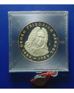 Germany Democratic Republic 	 20 Mark	1984	 225th Ann. Death of Georg Friedrich Handel - in Original sealed box,  Proof /Silver