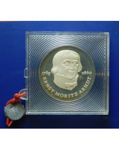 Germany Democratic Republic 	 20 Mark	1985	125th Ann. Death of Ernst Moritz Arndt – in Original sealedbox, Proof / Silver