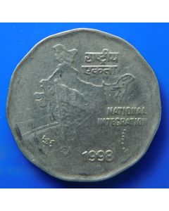 India Republic	 2 Rupees	1999	 - Type B - National Integration, Noida mint