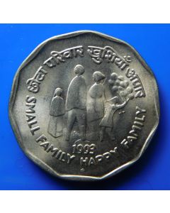 India Republic	 2 Rupees	1993	 - Small Family Happy Family, Type B, Bombay mint