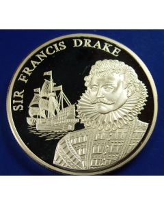 Liberia  5 Dollars 1999  Sir Francis Drake - Silver / Proof