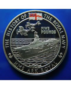 Guernsey 	 5 Pounds	2005	 HMS Ark Royal  – Silver / Proof