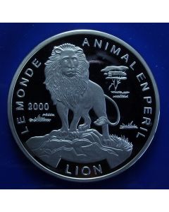 Togo 	 1000 Francs	2000	 - Lion - Proof / Silver