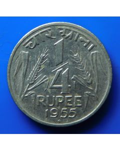 India-Republic	 ¼ Rupee	1954	 Grain sprigs - Bombay (large Lion)