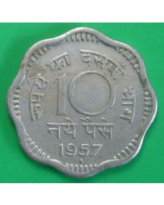 India-Republic	 10 Naye Paise	1957	 - Bombay mint