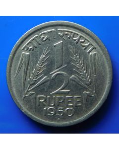 India-Republic	 ½ Rupee	1950	 Grain sprigs - Bombay 