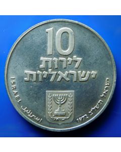 Israel 	 10 Lirot	1972	 Mintmark: none - edge:plain - BU / Silver 